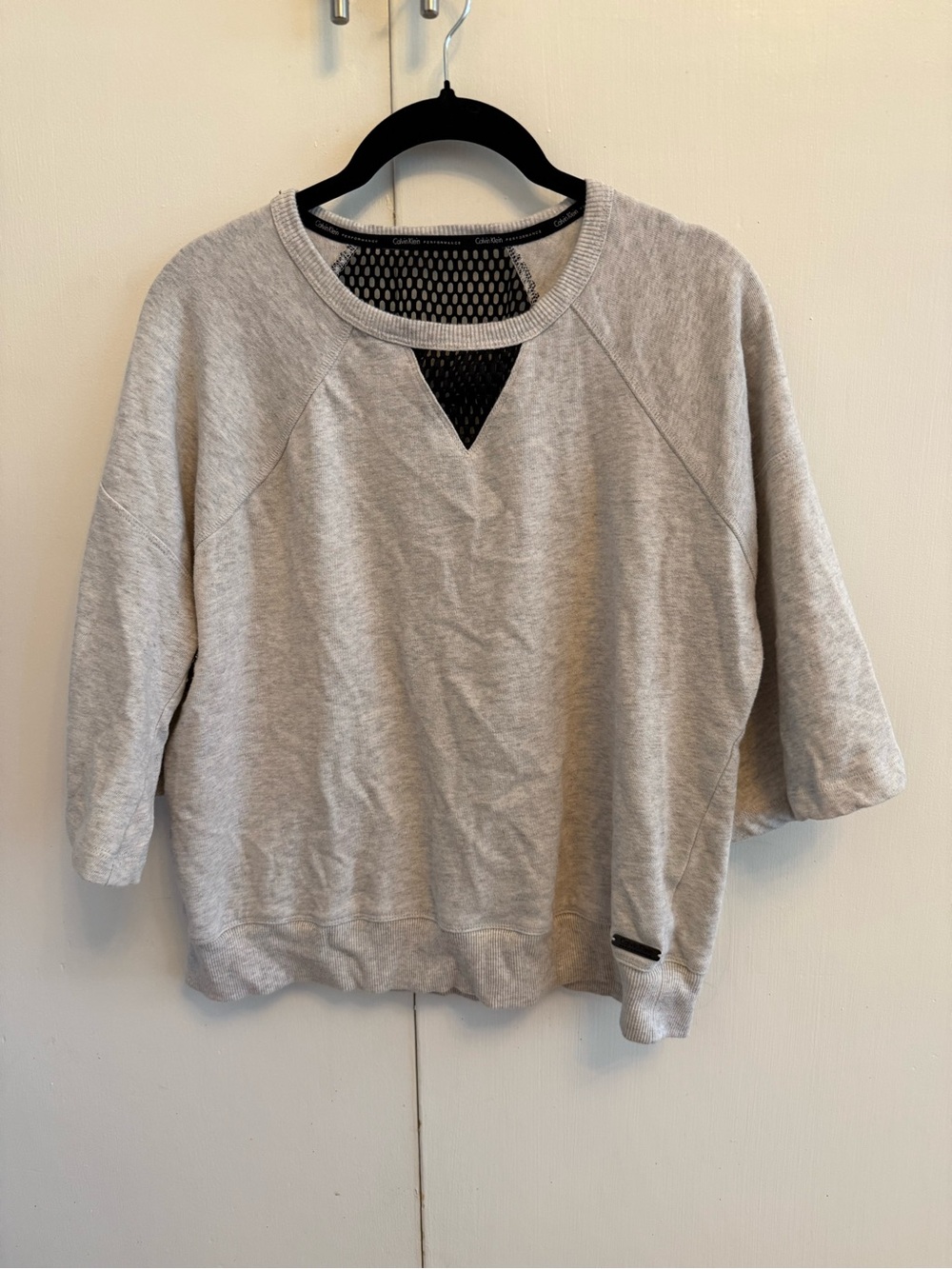 Calvin Klein Performance Light Gray Sweatshirt with Black Mesh Insert
